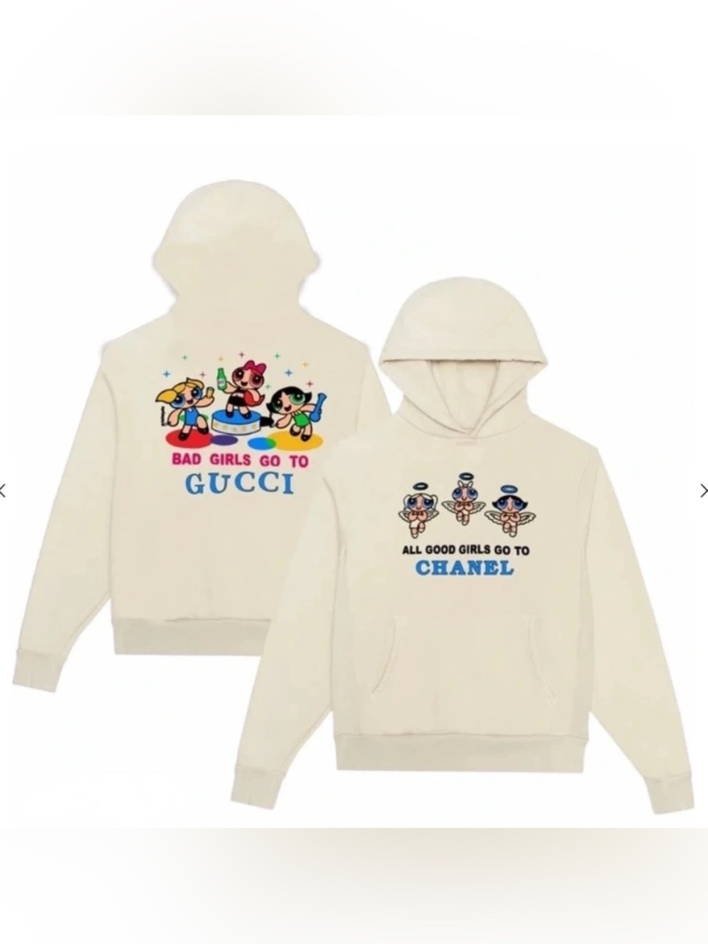 Mega Yacht Cream Graphic Hoodie with Designer-Inspired Logos